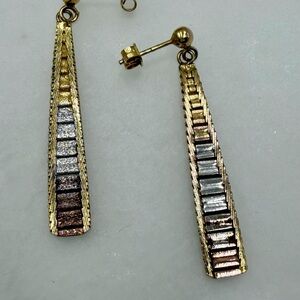 Italian 925 Tri Silver Pierced Earrings